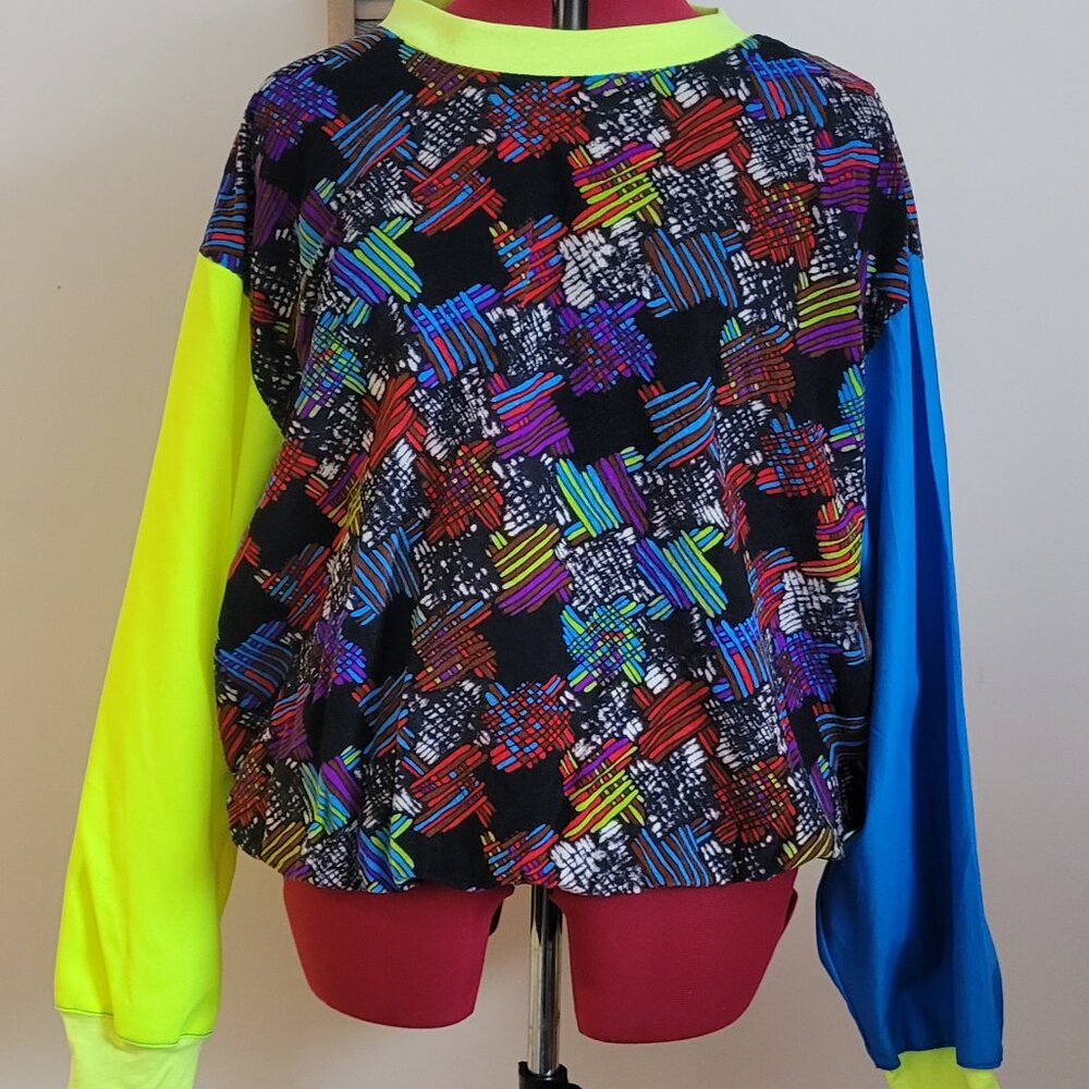 Handmade Neon/Multi Cropped Crew Neck